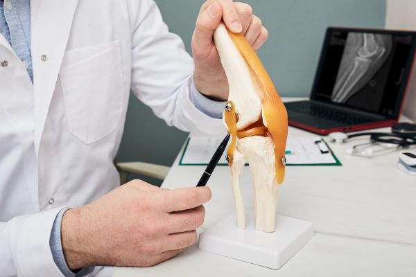 orthopedist showing ACL on a model knee